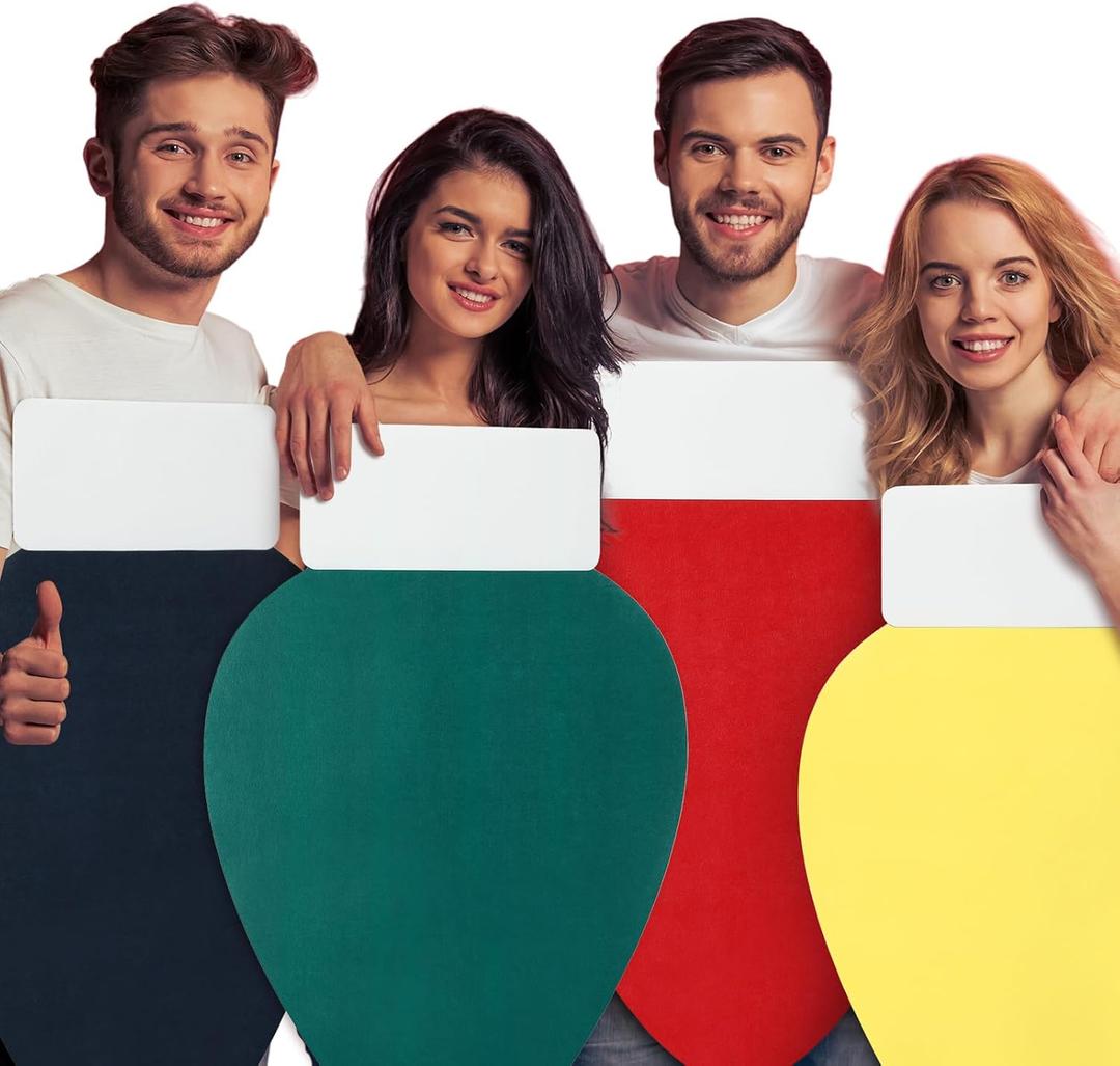 4 Pcs Christmas Lightbulb Costume Felt Panel Christmas Tree Decoration Outfit Large 37.4 Inches Vibrant Colors Funny Dress up for Adults Holiday DIY Parties Photo Props, No Straps