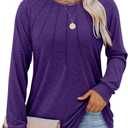 onlypuff Womens Top Long Sleeve Shirts for Women Cute Ladies Top Fashion Fall Tops 2024 Tunic Tops Blouses (L)