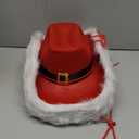 JaGely 6 Pieces Light Up Santa Claus Cowboy Hats Set, Christmas Cowgirl Hat with Lights, Red and White Festival Cowboy Hats for Women, Men Xmas Western Costume Accessories