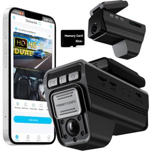 4G LTE Car Security Camera with Remote Live View - Dual 1080P Front and Inside Dash Cam, Anti-Theft Cloud Storage, AI Motion Alert, Real-Time GPS Tracking, 2-Way Audio, No WiFi Needed