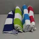 Casa Copenhagen Cabana Towel 4Pcs Blue,Pink,Green,Teal Designer Stripe Beach Towels Gift Set, 30"x60" Oversized 100%Cotton Pool Bath Towel for Beach Gift Set (Perfect Summer Gift Set For Women & Men)