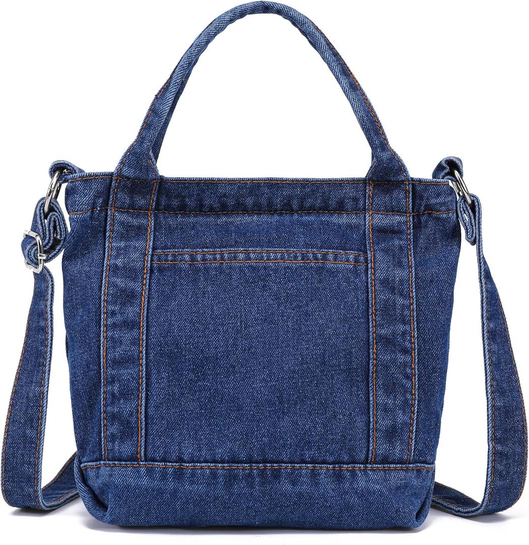 AOCINA Denim Purse Jean Tote Bag for Women Crossbody Shoulder Weekend Bags Denim Purses and Handbags for Women (Small, Celtic Dark Blue)
