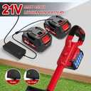 Weed Wacker Cordless String Trimmer, 750W Brushless Motor, Electric Weed Wacker with 2 X 4.0Ah Batteries, Weed Eater with 5 Types of Blades, for Lawn, Yard and Bush Trimming(Red)