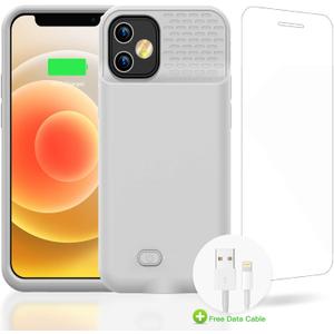 GIN FOXI Battery Case for iPhone 12 Pro Max, Real 7000mAh Ultra-Slim Battery Charging Case Rechargeable Anti-Fall Protection Extended Charger Cover for iPhone 12 Pro Max Battery Case(6.7 inch) Gray