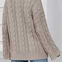 Saodimallsu Womens Oversized Sweaters Cable Knit Bell Batwing Sleeve Crew Neck Fall Winter Chunky Pullover Tops Khaki (M)