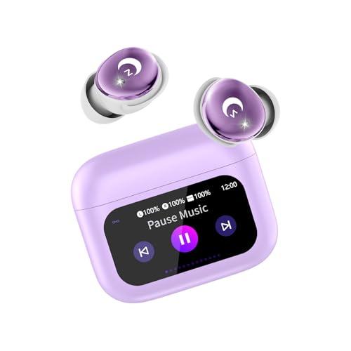 Light Purple Sleep Earbuds Bluetooth 5.4 Smart Touch Screen Ear Buds, 48H Playtime Mini Sleep Headphones Small Design for Side Sleepers, Crystal-Clear Calls, 5 EQ Modes, IPX7 Waterproof Earphones, Missing details