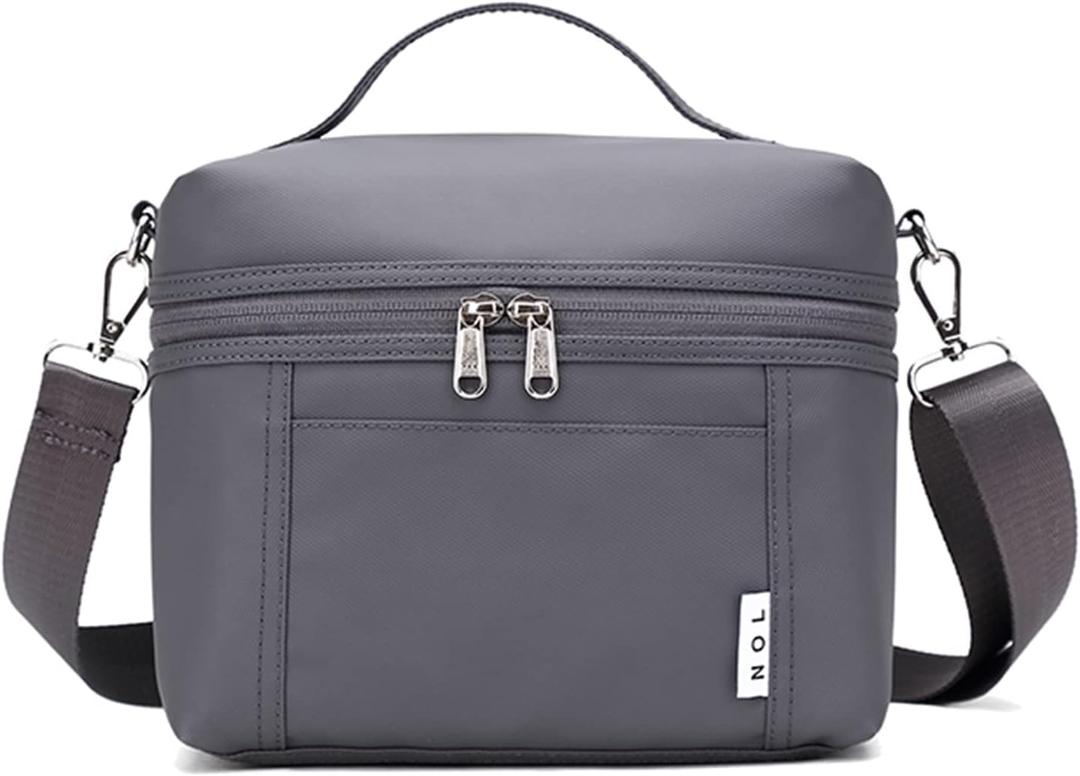 NOL Natural Organic Lifestyle Insulated Lunch Bags for Women Cooler Bag Lightweight Nylon Waterproof Lunch Box For Work (Medium (8 Liters), Gray)