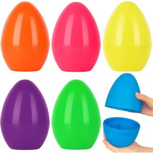 6 Pack 8'' Jumbo Fillable Easter Eggs Extra Large Plastic Eggs for Treats, Easter Basket Stuffers, Egg Hunt Party Favors, Classroom Rewards, Spring Holiday Decorations