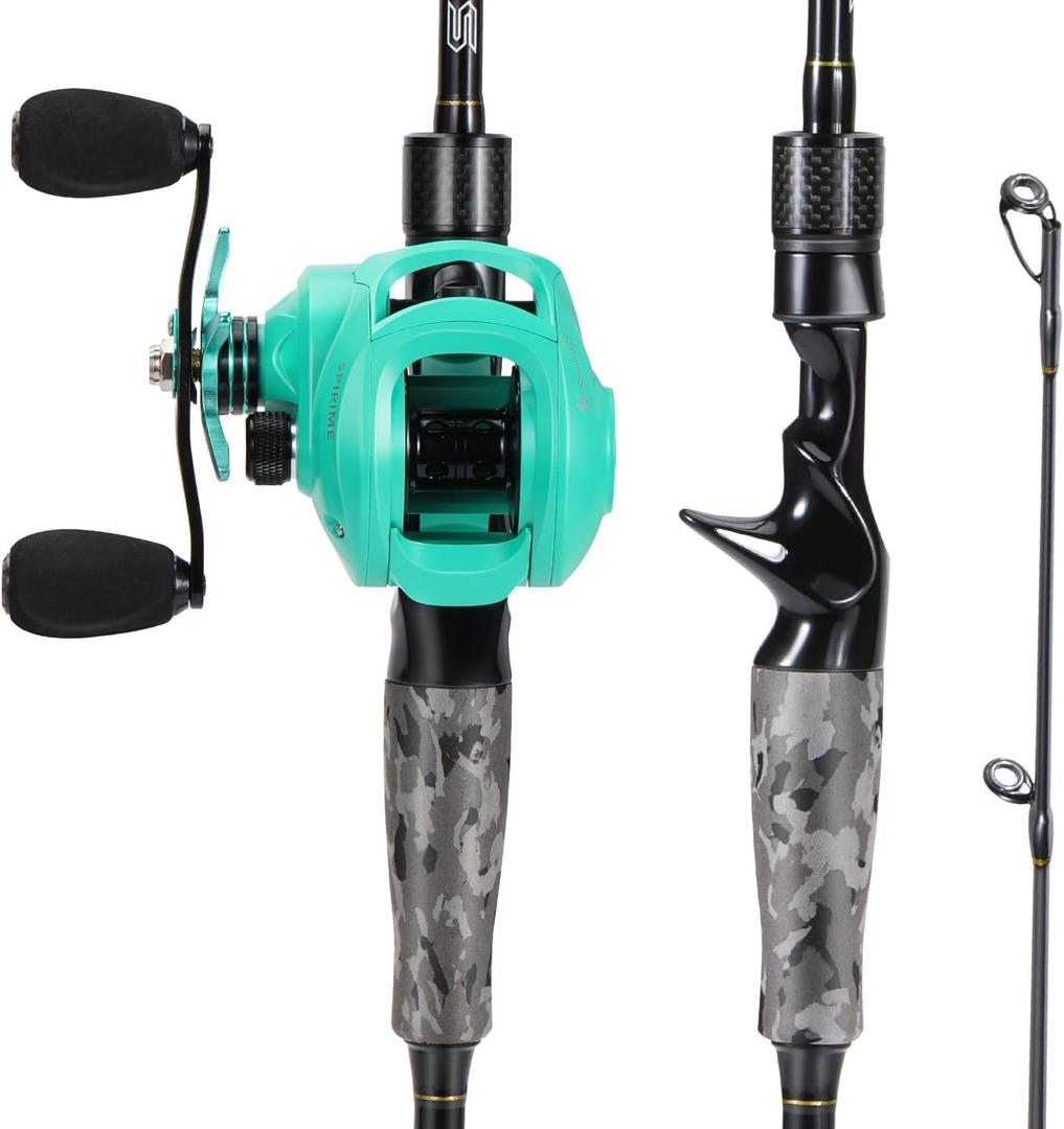 Sougayilang Fishing Rod and Reel Combo, Medium Fishing Pole with Baitcasting Reel Combo, 2-Piece Baitcaster Combo (5'10''/5.9ft-medium)