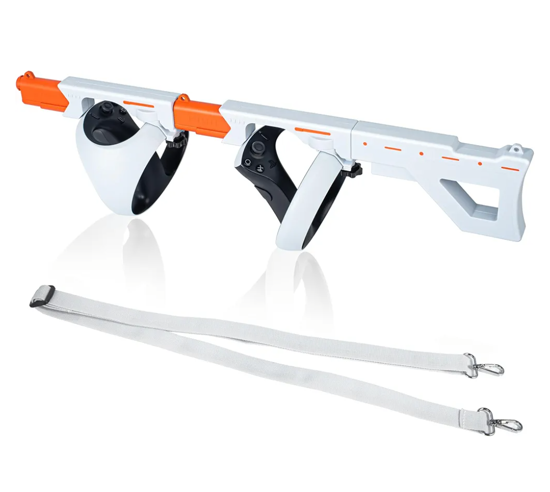 DEVASO Magnetic VR Stock for PSVR2, 3-in-1 Changing VR Handle Accessories for Playstation VR2, Handle Attachment with Shoulder Straps for Enhance FPS Gaming Experience