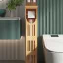 AmazerBath Toilet Paper Storage Cabinet Bamboo, Toilet Paper Holder with Storage for Small Spaces, Slim Bathroom Storage Cabinet, 33x7.3x6.5 Inches