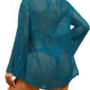 Lilosy Sexy Crochet Sheer Kaftan Caftan Beach Dress Bathing Suit Swim Coverup Summer Vacation Outfits One Piece (Blue), Medium