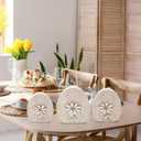 Threan 3 Pcs Easter Table Decoration Easter Egg Table Wooden Signs Spring Egg Wood Tabletop Centerpiece Decorations for Home Dining Room Party Office Decor