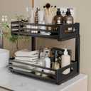 Under Sink Organizer, 2 Tier Under Sink Organizers and Storage, Adjustable Height, Slide out Metal Cabinet Organizers, Pull out Cabinet Storage Drawer Shelf for Kitchen Bathroom (Black, 1 Pack)