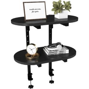 Aetheris Clamp On Desk Shelf, 2-Tier Adjustable Desk Storage Shelf, Wood Desktop Bookshelf, Desk Shelves Organizer for Offices, Study Rooms, and Game Rooms, Black
