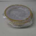 Hoolerry 12 Pack Clear Charger Plates Bulk 13 Inch Plastic Round Beaded Dinner Chargers Acrylic Frosted Grain Decorative Service Plates for Wedding Party Event, Home and Kitchen Tabletop (Gold)