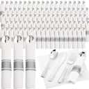 Supernal 120pack Silver Plastic Silverware,Rolled Plastic Silverware,Pre Rolled Napkins with Cutlery Set,Wrapped Disposable Cutlery Set with Napkin Perfect for Mother's Day, Birthday, Wedding,Catering