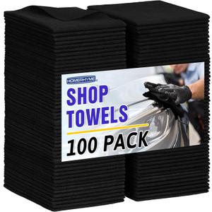 Microfiber Cleaning Cloth, 100 Pack Black Cleaning Rags Microfiber Towel Bulk Absorbent Lint-Free Wash Cloths, All-Purpose Towels for Cars, Shop, Automotive, Garage, Home & Kitchen