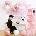 Graduation Decorations 2026,4 Pcs Transparent Balloon Boxes with Letters of GRAD,PROUD OF YOU,Class of 2026 and 130pcs Light Pink Balloons Arch for High School College 2026 Grad Party Supplies