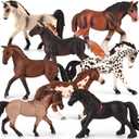 8 Pieces 6'' Plastic Horse Figure Toy Set for Girl,Big Realistic Horse Toy Figurine Farm Animal Gift for Boy Toddler Kid, Horse Party Favor Decoration Supplies Birthday Pinata