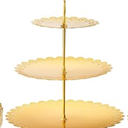 2 Tier Stainless Steel Cupcake Stand, Gold Metal Serving Tray Cake Holder Cake Display Stand for Holiday Dessert Table Decorations Birthday Party Wedding