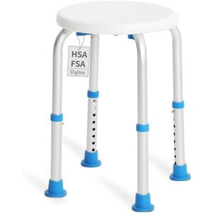 Adjustable Shower Chair for Inside Shower, HSA/FSA Eligible Round Shower Stool for Inside Bathtub, Tool-Free Shower Seat for Elderly/Senior/Disabled/Pregnant