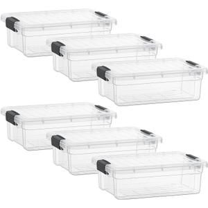 Superio Clear Storage Boxes with Lids, 7 Quart Plastic Container Bins for Organizing, Stackable Crates, BPA Free, Non Toxic, Odor Free, Organizers for Home, Office and Dorm, 6 Pack