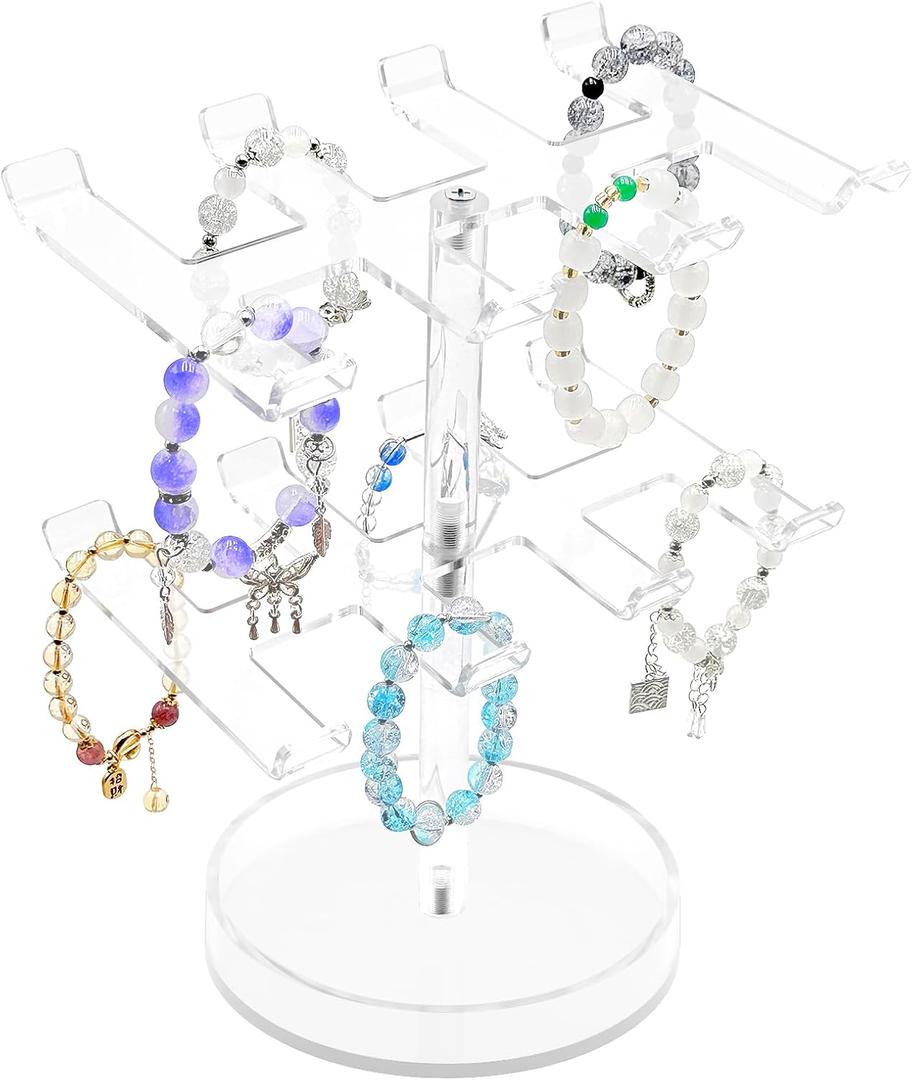 Bigfety Bracelet Holder Organizer, 2 Tier Acrylic Bracelet Display Stand for Women