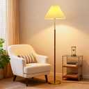 Pleated Lampshade Tall Floor Lamp for Living Room Corner Bedroom Bedside Office, Brown Pole Lamp, Bright 12W Dimming Reading Light, Modern Cute Unique Retro Standing lamp, Farmhouse Vintage Home Decor