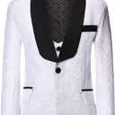 SWOTGdoby Boys 3 Pieces Suit Slim Fit Jacquard Tuxedo Formal Shawl Collar Jacket Vest Pants Ring Bearer Outfit Wedding Prom, Size 150