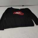MAGICMK Womans Sweatershirt Lips Print Causal Blouse Off The Shoulder Long Sleeve Loose Slouchy Pullover Plus Size Tops (5X-Large, Black)