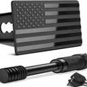 OGYE Heavy American Flag Metal Trailer Hitch Cover Fit for 2" Hitch Receivers (with 5/8" Pin Dia Anti-Theft Trailer Hitch Lock),3 * 5" Black