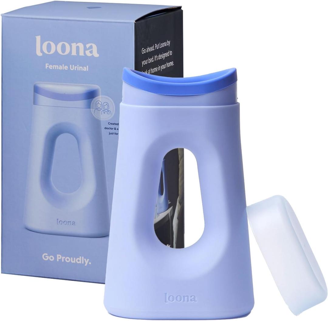 Loona Premium Female Urinal - Quiet, No Splash Design for Women - Ideal for Bedside, Travel, and Outdoor Use - Loona Blue - HSA/FSA Eligible