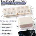 NEW Foldable & Double Protection Portable Weekly Pill Organizer 2 Times A Day with Etched Labels, AM PM 7 Day Week Medicine Box, Daily Travel Pill Case Holder Dispenser for Vitamin, Supplement - Khaki
