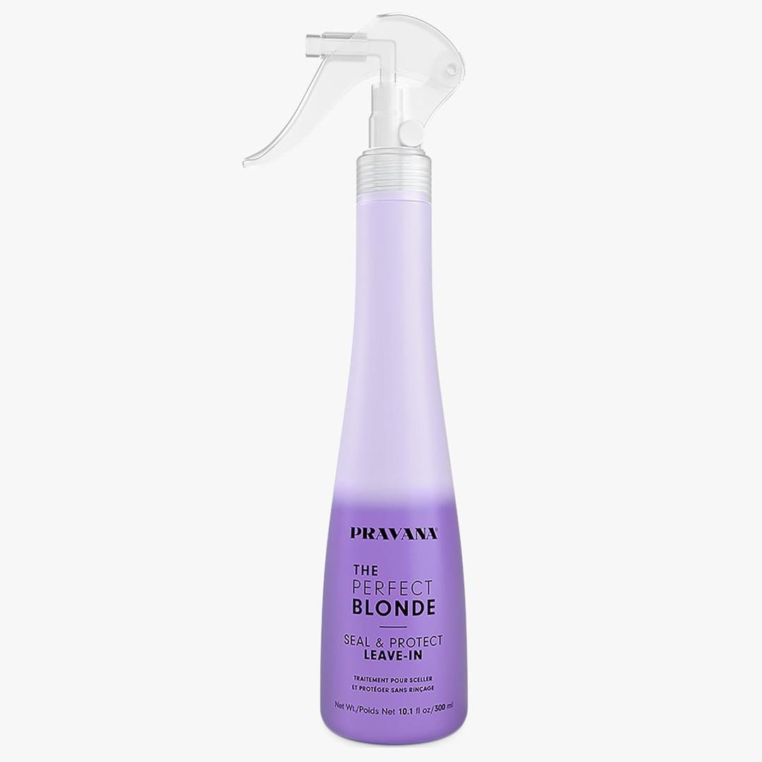 Pravana The Perfect Blonde Seal & Protect Leave-In Conditioner Spray Treatment Detangler | Neutralizes Brassy, Yellow Tones | For Color Treated Hair | Chromasilk Enhances Shine & Protection | Vegan