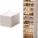 ROOM127 Foldable Shoe Cabinet Shelf with Pulleys,Portable Shoe Rack Organizer for Closet Entryway,Stackable Cabinet with Magnetic Transparent Door,Plastic Storage Cabinet-(9 Layers)