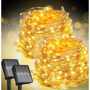 2-Pack Solar String Lights for Outside, 400 LED 144Ft Solar Fairy Lights for Outside Waterproof with 8 Modes, Solar Lights Outdoor for Patio Tree Christmas Party Wedding Decor(Warm White)