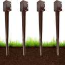 ARIFARO Fence Post Anchor Ground Spike Heavy Duty Metal Powder Coated Fence Stakes Post, 4x4 inch(3.5 x3.5 inch Inner) Pack of 4 (Brown, 36 inch)