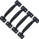 QCAA Door Pull, 6-1/2", Steel, Black Coated, 4 Pack, Made in Taiwan