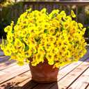 10pcs Outdoor Faux Flowers UV Resistant Artificial Fake Pansies Flowers with Greenery Eucalyptus Silk Pansy Faux Spring Flower for Outside Garden Yard Planters Window Box Home Decor(Yellow)