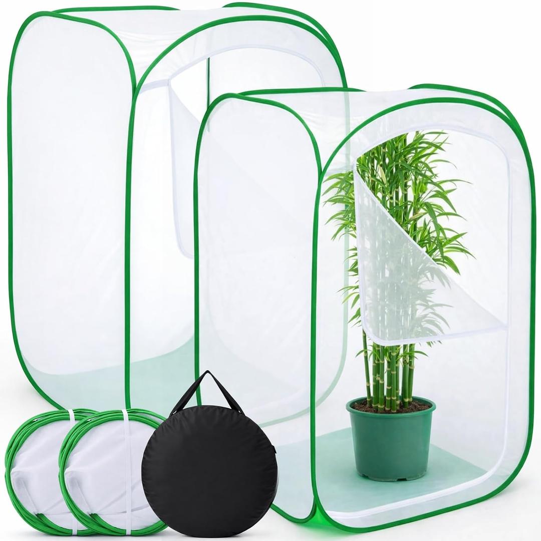 Gilprop 2 Pack Mesh Plant Covers 35 x 35 x 59 Inch Tomato Crop Netting Cage Garden Tents for Plant Protection from Insects Animals Outdoor Tall Crop Cage for Fruit, Vegetables, Flowers and Herbs