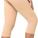 Conceited Capri Leggings for Women - High Waisted - Soft - Casual - Beige Nude - Small - Medium