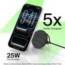 Belkin MagSafe Charger, Magnetic iPhone Charger w/ Qi2 25W, Fast Wireless Charging Pad w/Kickstand for iPhone 17 Series, Samsung Galaxy, Pixel 10, AirPods Pro, Travel - Adapter Included, Black
