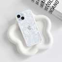 NITITOP Compatible with iPhone 15 Plus Case Clear Cute Rose Flower Floral Leaves Pattern for Women Girls Color Frame Slim Durable Shockproof Protective Phone Cover - White