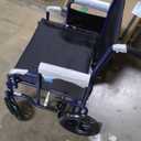 Medline Heavy Duty Transport Chair supports up to 500 lbs., Bariatric Transport Wheelchair, 22" x 18" seat, Blue Frame