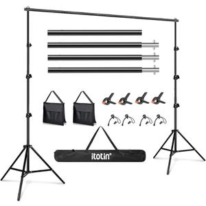 Photo Backdrop Stand 9ft x 10ft Photograhy Adjustable Background Stands Support Kit with Carry Bag for Photo Studio, Photoshoot, Parties, Photographic Equipments (Black)