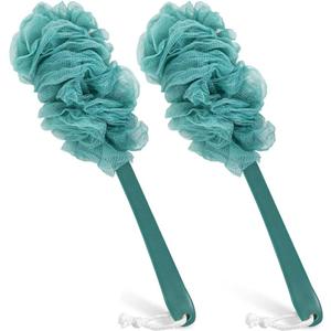 Back Scrubber for Shower, Qewro Loofah on a Stick as Shower Brush Exfoliating Body with Long Handle, Loofah Sponge Mens Loofah Bathing Accessories for Women (2Pack Blue) (2Pack Blue)