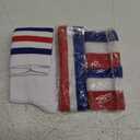 Skylety 5 Pcs Striped Sweatband Sock Set Wrist Sweatband Headband High Striped Headband for Men Women Sports 80s Party(White, Blue and Red)