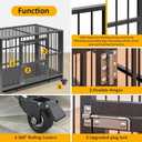 DAKITO 43/38 inch Heavy Duty Dog Crate, Folding Dog Kennel No Assembly, Escape Proof Large Dog Cage Kennel with Lockable Wheels, High Anxiety Pet Playpen with Double Door Indoor/Outdoor.(38In)