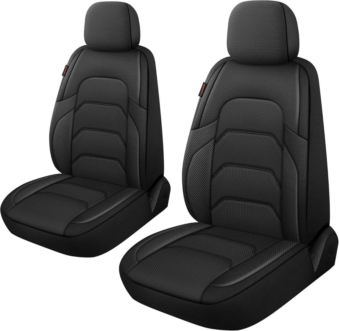 CAROMOP 3D Air Mesh Car Seat Covers 2 Front Seats,Breathable and Durable Seat Covers for Cars,Universal Fit for SUV,Vans,sedans, Trucks, Automotive Interior Covers(Black)